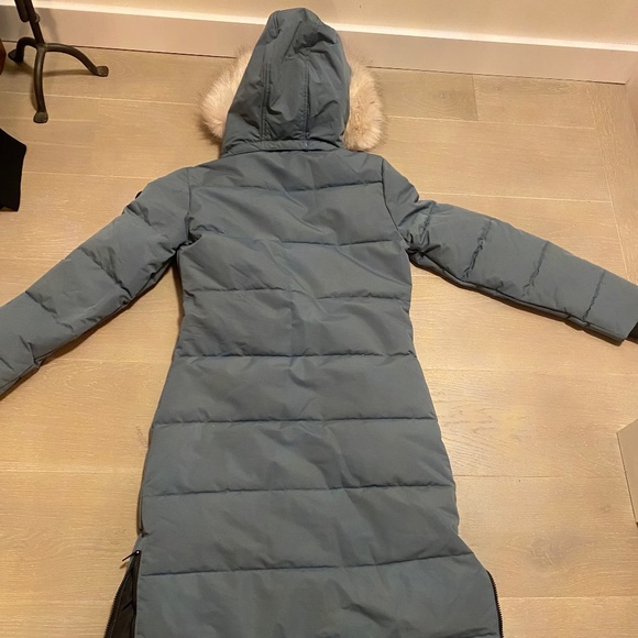 NOIZE quilted winter coat in light blue with faux fur hood trim, size XS - Picture 2 of 13